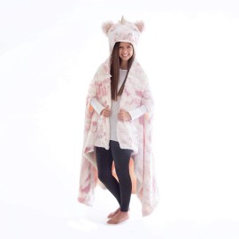 Women Owned Reversible Hooded Plush wrap one Size fits Most nicorn