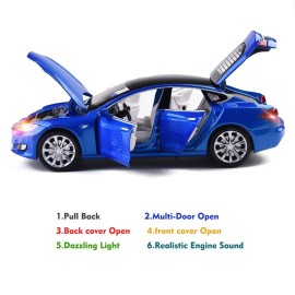 gidoyi Toy Car Model S Alloy Model Cars Pull Back Vehicles 1/32 Scale Car Toys for Toddlers Kids (Blue)