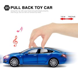 gidoyi Toy Car Model S Alloy Model Cars Pull Back Vehicles 1/32 Scale Car Toys for Toddlers Kids (Blue)