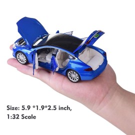 gidoyi Toy Car Model S Alloy Model Cars Pull Back Vehicles 1/32 Scale Car Toys for Toddlers Kids (Blue)