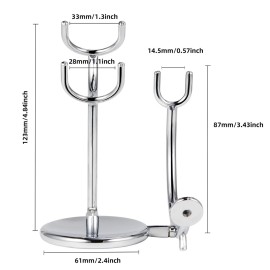 Shaving Stand for Razor and Brush, Stainless Steel Holder Compatible With Long and Short Handle Safety, Straight, and Barber Razors