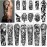 Full Arm Temporary Tattoos 8 Sheets and Half Arm Shoulder Waterproof Tattoos 8 Sheets, Extra Large Tattoo Stickers for Men and Women (22.83X7.1)