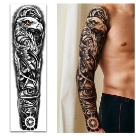Full Arm Temporary Tattoos 8 Sheets and Half Arm Shoulder Waterproof Tattoos 8 Sheets, Extra Large Tattoo Stickers for Men and Women (22.83X7.1)