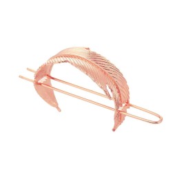 Creative Alloy Leaf Hair Cuff Hair Stick Hairpin Hair Accessories Minimalist Hair Clip Hair Barrette Feather Bun Holder Vintage Bun Cage for Women Lady (Rose gold)