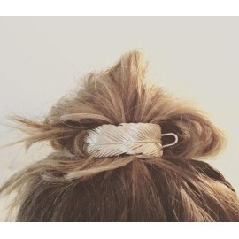 Creative Alloy Leaf Hair Cuff Hair Stick Hairpin Hair Accessories Minimalist Hair Clip Hair Barrette Feather Bun Holder Vintage Bun Cage for Women Lady (Rose gold)