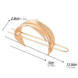 Creative Alloy Leaf Hair Cuff Hair Stick Hairpin Hair Accessories Minimalist Hair Clip Hair Barrette Feather Bun Holder Vintage Bun Cage for Women Lady (Rose gold)