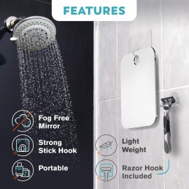 HONEYBULL Small 4x6in Wall Mount Home Mirror - Fogless Shower Shaving, Anti Fog, Razor Holder, Bathroom Accessories, Plastic, White, Travel HONEYBULL Small 4x6in Wall Mount Home Mirror - Fogless Shower Shaving, Anti Fog, Razor Holder, Bathroom Accessories, Plastic, White, Travel