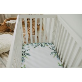 NODNAL CO. 3 Fitted Leafy Mini Crib Pack n Play Playard Portable Crib Sheets Set - 100% Oeko-TEX Cotton Baby Girl/Boy Nursery Bedding - Gender Neutral Floral Leaves Travel Pack and Play Playpen Sheet