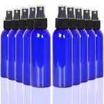 Youngever 10 Pack Spray Bottles 4 Ounce, Refillable Plastic With Lids, Empty Fine Mist Mini Travel Bottles (Blue)