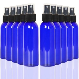 Youngever 10 Pack Spray Bottles 4 Ounce, Refillable Plastic With Lids, Empty Fine Mist Mini Travel Bottles (Blue)