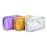 PU Leather Holographic Makeup Pouch Cosmetic Bag Waterproof Toiletries Organizer Pen Bag for Women and Girls (Purple)