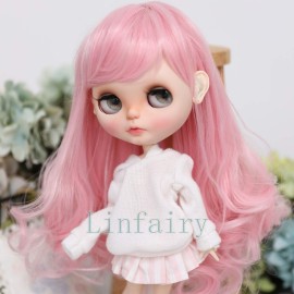 Wigs Only 9-10 inch Doll Wig Long Hair for 24-27cm Head (Pink)