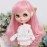 Wigs Only 9-10 inch Doll Wig Long Hair for 24-27cm Head (Pink)
