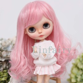 Wigs Only 9-10 inch Doll Wig Long Hair for 24-27cm Head (Pink)