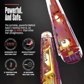 Bekind Apex 2-in-1 Hair Straightener Flat Iron | 1 450F Straightener and Curler for All Hairstyles | UltraSmooth Tech | 15s Fast Heating & Temp Memory | Gift Set for Girls Women (Coral)