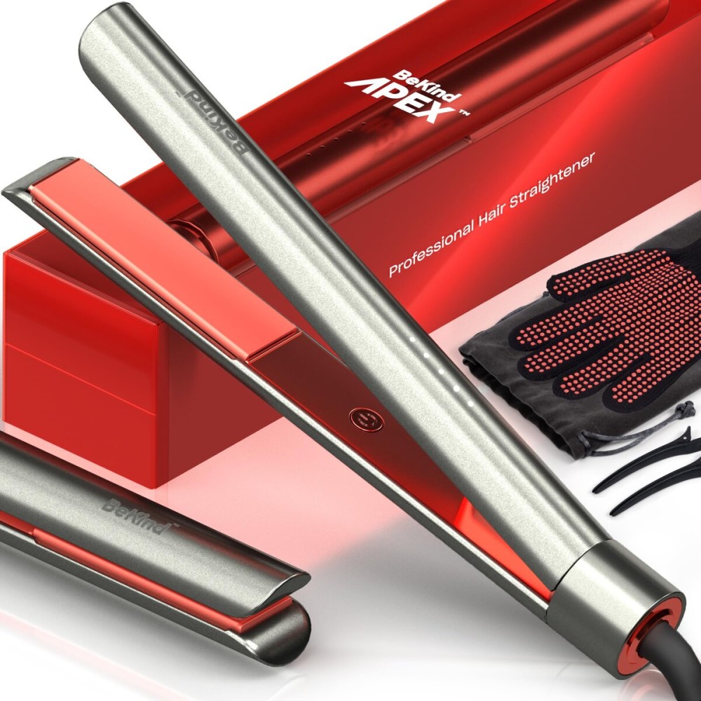 Bekind Apex 2-in-1 Hair Straightener Flat Iron | 1 460F Straightener and Curler for All Hairstyles | UltraSmooth Tech | 15s Fast Heating & Temp Memory | Gift Set for Girls Wome (Galaxy Gray)