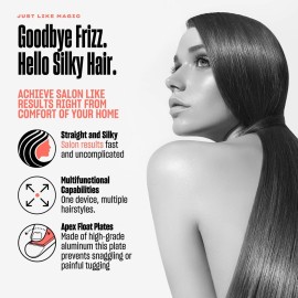 Bekind Apex 2-in-1 Hair Straightener Flat Iron | 1 460F Straightener and Curler for All Hairstyles | UltraSmooth Tech | 15s Fast Heating & Temp Memory | Gift Set for Girls Wome (Galaxy Gray)