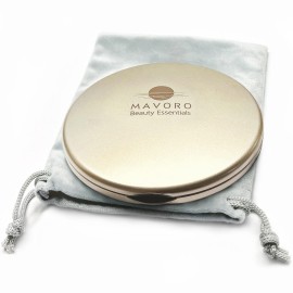 Magnifying Compact Mirror for Purses, 1x/10x Magnification - Double Sided Travel Makeup Mirror, 4 Inch Small Pocket or Purse Mirror. Distortion Free Folding Portable Compact Mirrors (Champagne Gold)