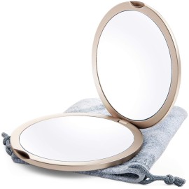 Magnifying Compact Mirror for Purses, 1x/10x Magnification - Double Sided Travel Makeup Mirror, 4 Inch Small Pocket or Purse Mirror. Distortion Free Folding Portable Compact Mirrors (Champagne Gold) Magnifying Compact Mirror for Purses, 1x/10x Magnification - Double Sided Travel Makeup Mirror, 4 Inch Small Pocket or Purse Mirror. Distortion Free Folding Portable Compact Mirrors (Champagne Gold)