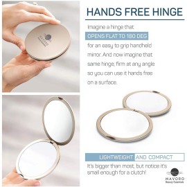 Magnifying Compact Mirror for Purses, 1x/10x Magnification - Double Sided Travel Makeup Mirror, 4 Inch Small Pocket or Purse Mirror. Distortion Free Folding Portable Compact Mirrors (Champagne Gold) Magnifying Compact Mirror for Purses, 1x/10x Magnification - Double Sided Travel Makeup Mirror, 4 Inch Small Pocket or Purse Mirror. Distortion Free Folding Portable Compact Mirrors (Champagne Gold)
