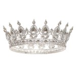FORSEVEN Queen Crown Rhinestone Wedding Crowns and Tiaras for Women Costume Party Hair Accessories Princess Birthday Crown Crystal Bridal Crown (Silver+White)