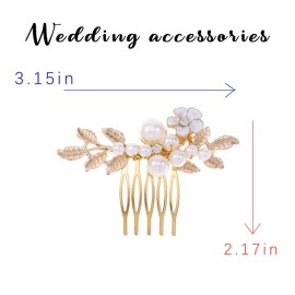 Yokawe Bridal Wedding Hair Comb Gold Pearl Flower Hair Clip Vintage leaf Rhinestone Bride Hair Accessories for Women (Gold) Yokawe Bridal Wedding Hair Comb Gold Pearl Flower Hair Clip Vintage leaf Rhinestone Bride Hair Accessories for Women (Gold)