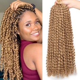 Leeven 18 Inch Long Passion Twist Crochet Hair 7 Pcs Synthetic Water Wave Crochet Braids Hair For Butterfly Locs 126 Roots Crochet Passion Twist Braiding Hair for Women