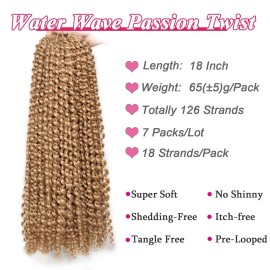 Leeven 18 Inch Long Passion Twist Crochet Hair 7 Pcs Synthetic Water Wave Crochet Braids Hair For Butterfly Locs 126 Roots Crochet Passion Twist Braiding Hair for Women Leeven 18 Inch Long Passion Twist Crochet Hair 7 Pcs Synthetic Water Wave Crochet Braids Hair For Butterfly Locs 126 Roots Crochet Passion Twist Braiding Hair for Women