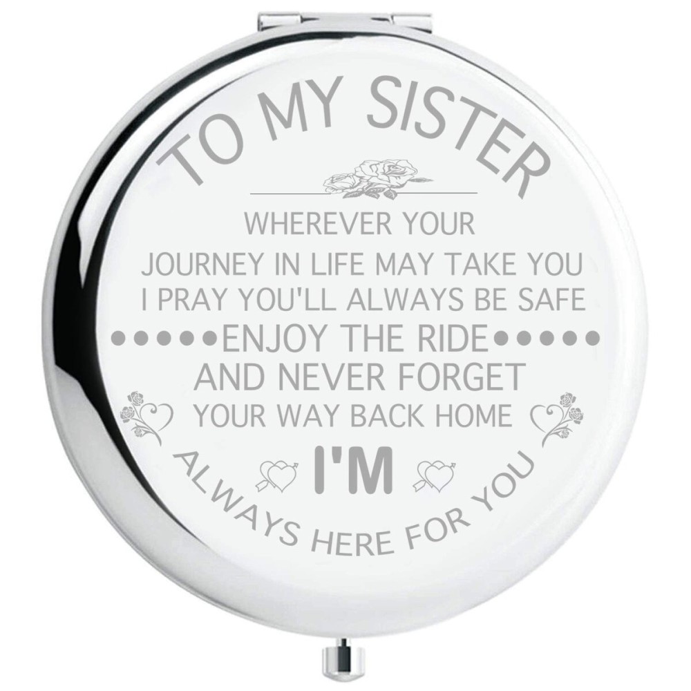 Fnbgl Sister Gifts from Sister Brother, Sisters Birthday Gift Ideas, for Girls Womens, Great Gifts for Mothers Day, Graduation Present for Her Silver Compact Mirror Fnbgl Sister Gifts from Sister Brother, Sisters Birthday Gift Ideas, for Girls Womens, Great Gifts for Mothers Day, Graduation Present for Her Silver Compact Mirror
