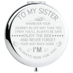 Fnbgl Sister Gifts from Sister Brother, Sisters Birthday Gift Ideas, for Girls Womens, Great Gifts for Mothers Day, Graduation Present for Her Silver Compact Mirror
