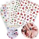 6 Sheets Christmas Nail Art Stickers 3D Snowflake Self-Adhesive Nail Decals Tree Bell Santa Claus Elk Sock Designs Sticker Xmas Winter Nails Supplies for Fingernails & toenail Charms Nail Art Decor