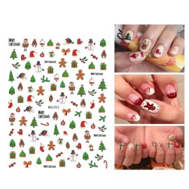6 Sheets Christmas Nail Art Stickers 3D Snowflake Self-Adhesive Nail Decals Tree Bell Santa Claus Elk Sock Designs Sticker Xmas Winter Nails Supplies for Fingernails & toenail Charms Nail Art Decor