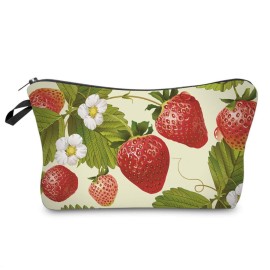 Cosmetic Pouch for Women, Waterproof Makeup Bags Roomy Toiletry Pouch Portable Washing Bag Adorable Travel Accessories Gifts (Strawberry)