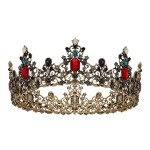 SWEETV Jeweled Baroque Queen Crown - Rhinestone Wedding Tiaras and Crowns for Women, Black Costume Party Hair Accessories with Ruby, Victoria