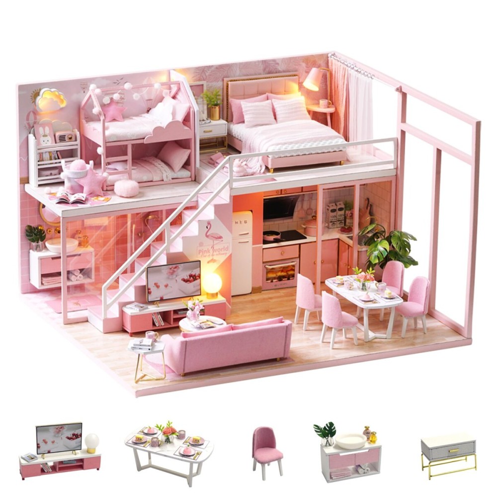 Flever Dollhouse Miniature DIY House Kit Creative Room with Furniture for Romantic Artwork Gift (Meeting Your Sweet)