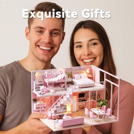 Flever Dollhouse Miniature DIY House Kit Creative Room with Furniture for Romantic Artwork Gift (Meeting Your Sweet)