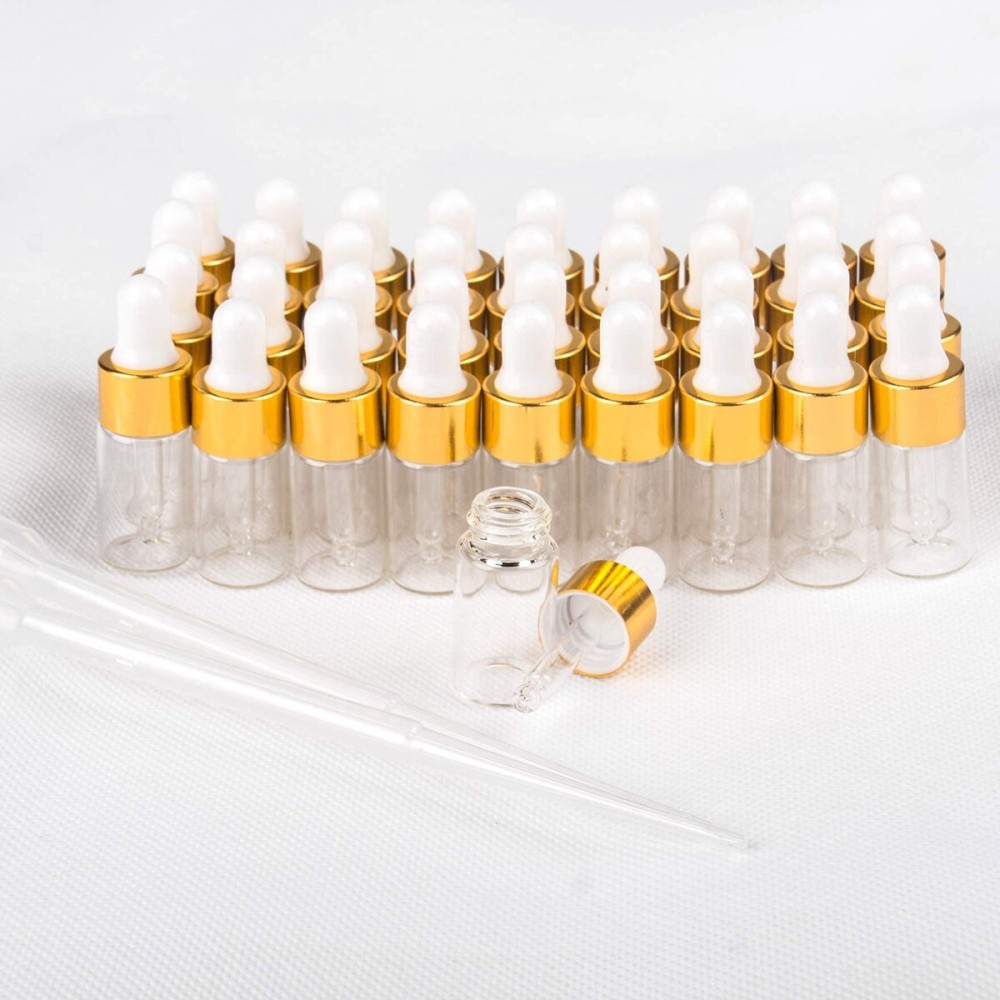 Easeen 50 Pcs Sample Dropper Bottles, 3ml Clear Mini Dropper Bottles with 2 Pcs Plastic Droppers for Traveling Essential Oils DIY Cosmetic Liquid Sample Perfume Easeen 50 Pcs Sample Dropper Bottles, 3ml Clear Mini Dropper Bottles with 2 Pcs Plastic Droppers for Traveling Essential Oils DIY Cosmetic Liquid Sample Perfume