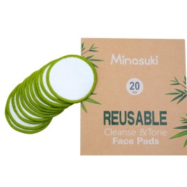 Minasuki 20 Pack Reusable Makeup Remover Pads - Bamboo Reusable Cotton Rounds for Toner, Washable Pads for All Skin Types with Cotton Laundry Bag Minasuki 20 Pack Reusable Makeup Remover Pads - Bamboo Reusable Cotton Rounds for Toner, Washable Pads for All Skin Types with Cotton Laundry Bag