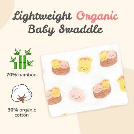 The Wee Bean Organic Cotton and Rayon derived from Bamboo Baby Swaddle Muslin Blanket (Dim Sum)