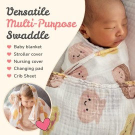 The Wee Bean Organic Cotton and Rayon derived from Bamboo Baby Swaddle Muslin Blanket (Dim Sum)
