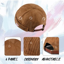 CLAPE Brimless Beanie Hat Corduroy Watch Cap Rolled Cuff Docker Cap Leon Skull Harbour Hat Unisex