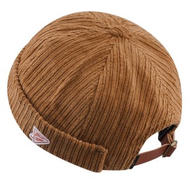 CLAPE Brimless Beanie Hat Corduroy Watch Cap Rolled Cuff Docker Cap Leon Skull Harbour Hat Unisex