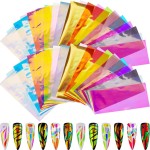 Maitys 40 Pieces Glass Paper Nail Design Sticker Decal Iridescent Shinning Reflective Mirror Design Broken Glass Nail Stickers 20 Colors