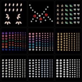 Face Jewels Stickers Gems, 9 Sheets Eye Body Face Gems, Rhinestone Eye Body Jewels Stickers, Self Adhesive Rhinestones Rainbow Face Gems for Women Festival Accessory
