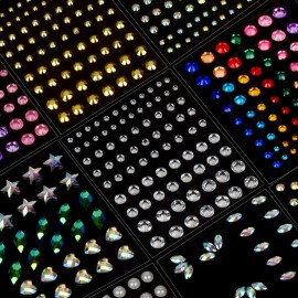 Face Jewels Stickers Gems, 9 Sheets Eye Body Face Gems, Rhinestone Eye Body Jewels Stickers, Self Adhesive Rhinestones Rainbow Face Gems for Women Festival Accessory