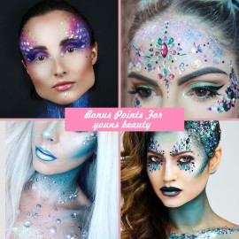 Face Jewels Stickers Gems, 9 Sheets Eye Body Face Gems, Rhinestone Eye Body Jewels Stickers, Self Adhesive Rhinestones Rainbow Face Gems for Women Festival Accessory