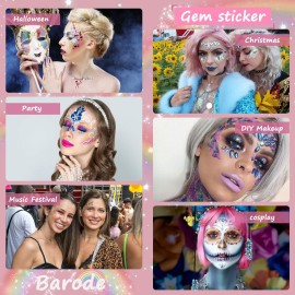 Face Jewels Stickers Gems, 9 Sheets Eye Body Face Gems, Rhinestone Eye Body Jewels Stickers, Self Adhesive Rhinestones Rainbow Face Gems for Women Festival Accessory