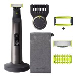 Philips Norelco OneBlade Pro Kit, Hybrid Electric Trimmer and Shaver with Charging Stand and Precision Comb, QP6550 + OneBlade Body Kit, 3 Pieces, QP610