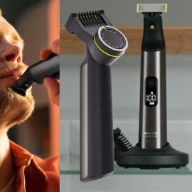 Philips Norelco OneBlade Pro Kit, Hybrid Electric Trimmer and Shaver with Charging Stand and Precision Comb, QP6550 + OneBlade Body Kit, 3 Pieces, QP610 Philips Norelco OneBlade Pro Kit, Hybrid Electric Trimmer and Shaver with Charging Stand and Precision Comb, QP6550 + OneBlade Body Kit, 3 Pieces, QP610