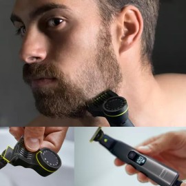 Philips Norelco OneBlade Pro Kit, Hybrid Electric Trimmer and Shaver with Charging Stand and Precision Comb, QP6550 + OneBlade Body Kit, 3 Pieces, QP610 Philips Norelco OneBlade Pro Kit, Hybrid Electric Trimmer and Shaver with Charging Stand and Precision Comb, QP6550 + OneBlade Body Kit, 3 Pieces, QP610